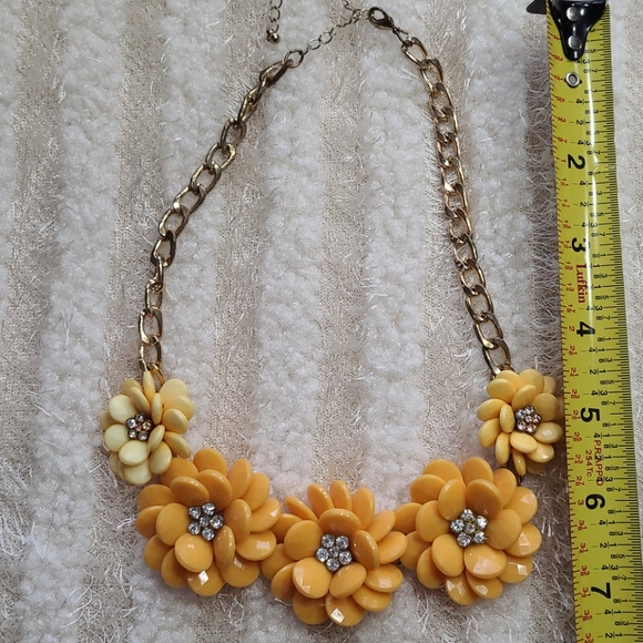 Stunning Necklace Yellow Marigold Petals Ombre Vintage Faceted Beads Crystals - Picture 8 of 8